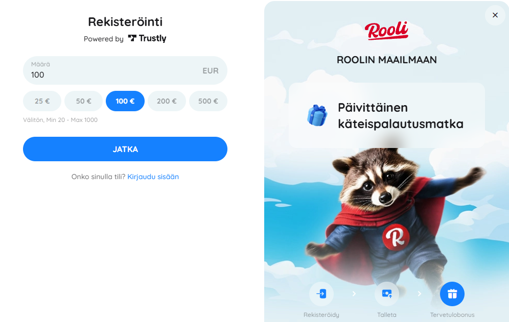 Rooli Casino talletus & kotiutus